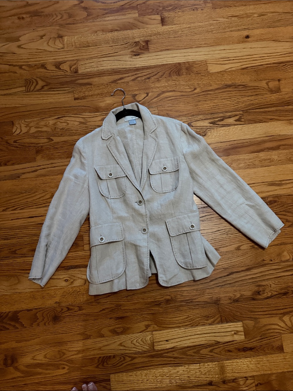 Spiegel Neutral Beige Linen-Blend Utility Blazer